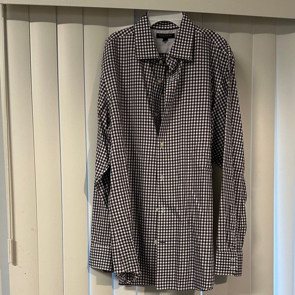 Banana Republic Men's Slim Fit Purple Check Shirt EUC